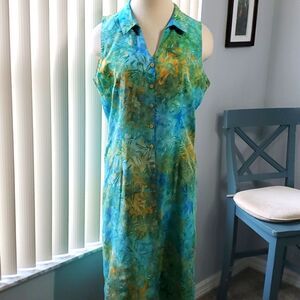 Norm Thompson vintage Y2K sleevless dress. Size large.  Button up  beautiful